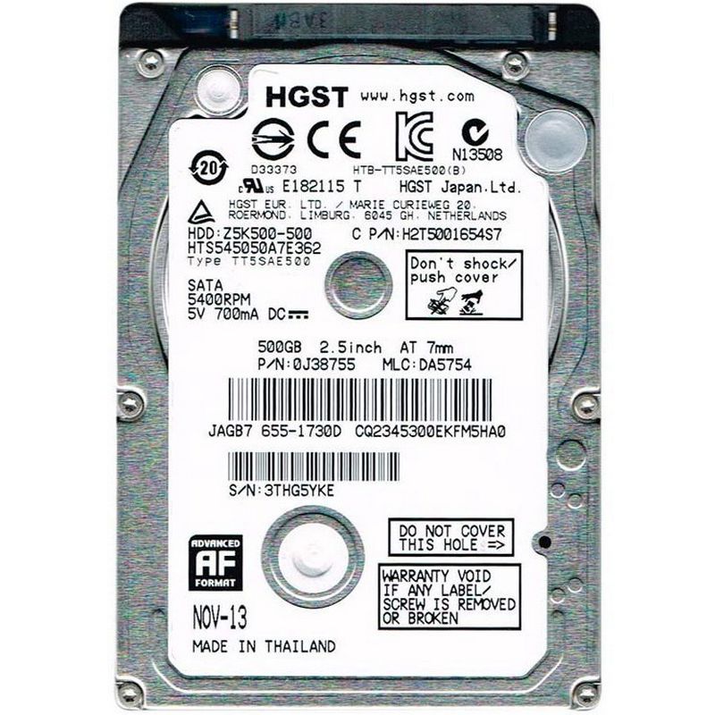 هارد دیسک اینترنال 2.5 اینچی HGST هیتاچی ظرفیت 500 گیگابایت