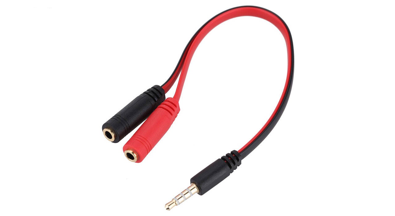 تبدیل 2 به 1 جک 3.5 میلی متری مدل دو فیش مادگی