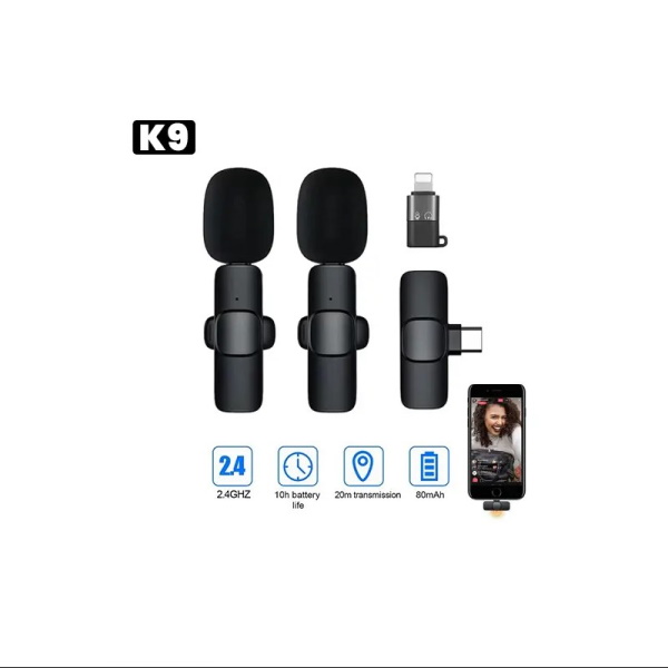 میکروفن یقه‌ای بی‌سیم مدل K9 Dual Type-C